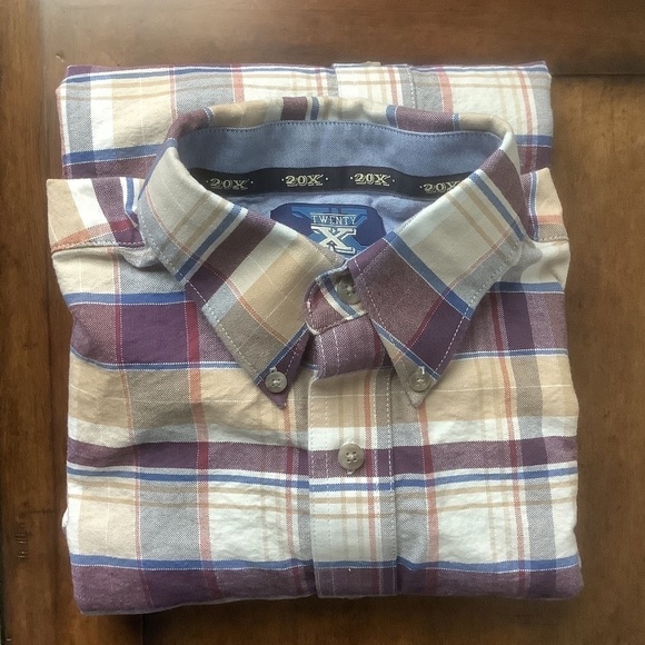 Twenty X Wrangler Men's Plaid Logo Long Sleeve Shirt M - Picture 3 of 15